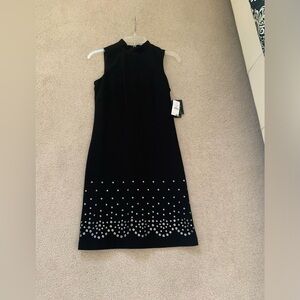 Guess black shift dress with studded button